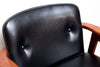 (Almost) Matching Pair of Mid Century Teak Arm Chairs w/ Black Vinyl