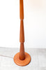 SALE! Mid Century Solid Teak Floor Lamp w/ Sculpted Details & Burlap Shade