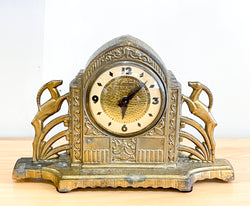 Charming 1950s Mantle Clock with Leaping Gazelle Design