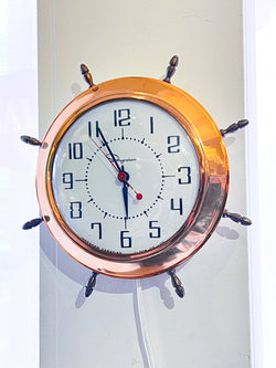1950s Nautical Ships' Wheel Wall Clock by Ingraham