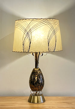 Fab 1950s Atomic Style Ceramic Lamp with Fibreglass Shade