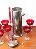 Beautiful 1930s Art Deco Silver Plate & Red Cocktail Set