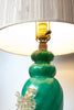 Stunning Mid Century Murano Glass Lamp w/ Floral Design & Original Finial