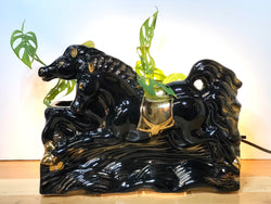 Fabulous 1950s Horses TV Lamp with Planter