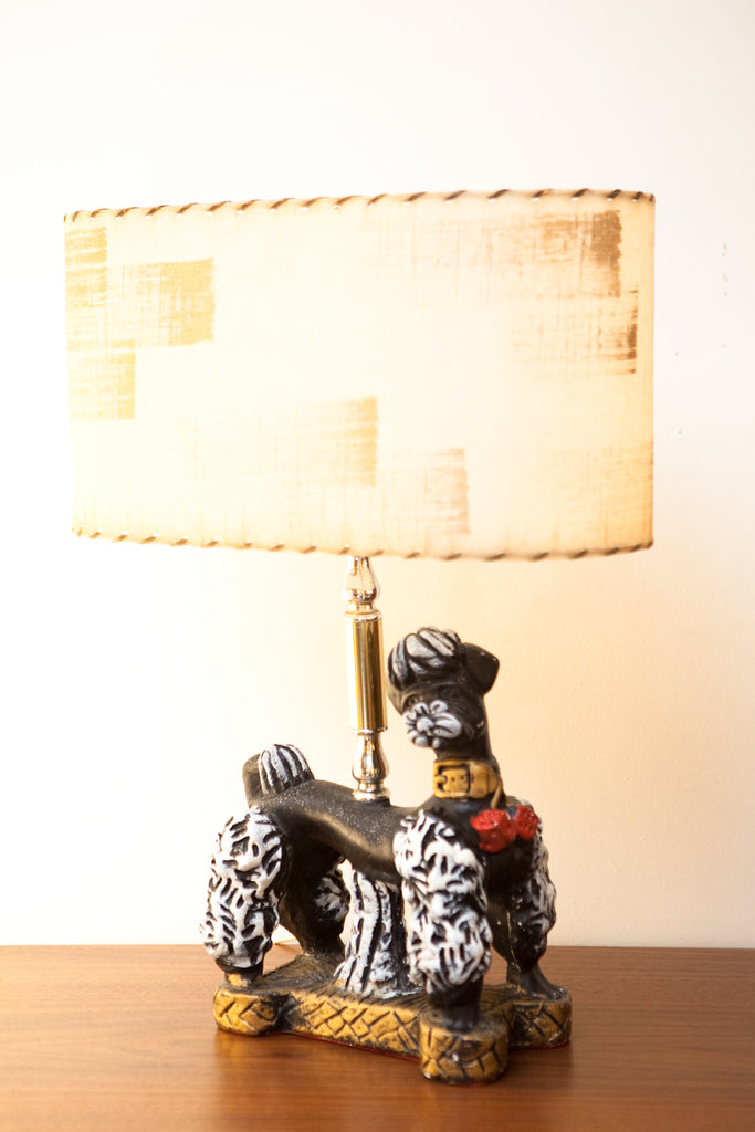 Delightful 1950s Poodle Lamp w/ Vintage Fibreglass Shade – The