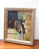 Charming Antique Original Oil Painting of Horses in a Stable