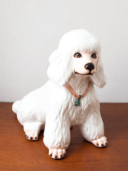 Adorable Porcelain Made in Italy Poodle Statue, Circa 1970s
