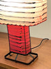 Unique 1950s Fibreglass Lamp in Vibrant Red, Gold, and Black, New Wiring