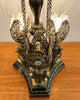 Loevsky & Loevsky Ornate 1960s Table Lamps w/ New Black Fabric Shades