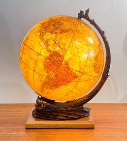 Rare & Unusual 1949 Glass Light Up Globe by Cram's