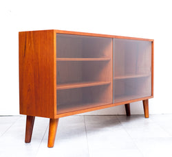 SALE! Mid Century Teak Glass Door Cabinet, Perfect for Books & Collectables