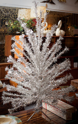 Amazing 1960s 6' Evergleam Aluminum Christmas Tree w/ Pom-Pom Ends