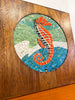 Fantastic Mid Century Mosaic Tile Seahorse with Walnut Frame