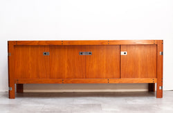 SALE! Vintage Teak Sideboard w/ Industrial Style Chrome Accents