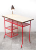 Ultra Compact 1950s Wrought Iron Desk w/ Built In Lamp