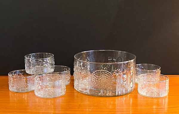 Whimsical Serving Bowls/Trifle Set by Iittala, "Flora" Pattern Circa 1960s