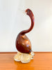 Elegant Large Murano Glass Bird/Swan Sculpture in Burgundy and Gold