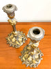 Pair of Antique Bronze Candlesticks with Elaborate Floral Design