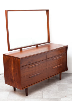 Beautiful 1960s Solid African Teak Dresser by Jan Kuypers w/ Matching Mirror