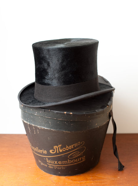 Antique Early 1900s Top Hat w/ Original Box, Superb Condition