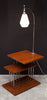 Fantastic 1930s Chrome & Walnut Floor Lamp w/ Multi-Level Table & Shelf