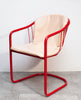 Fab Set of  1980s Tubular Metal Bucket Chairs in Red w/ Original Leather Cushions