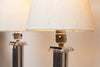 Matching Pair of 1940s "Skyscraper" Lamps in Chrome and Lucite