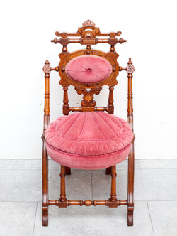 Incredible 1870s Ornate Chair w/ Unique Upholstery, by George Hunzinger