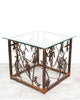 Unique Vintage Brutalist Style Steel & Glass Side Table, Southwest Iconography