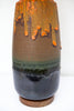 Unique Tiki-Style Ceramic Lamp with Interesting Drip Glaze & Original Shade