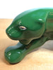 Rare Vintage Emerald Green Ceramic Panther w/ Rhinestone Eyes