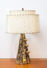 Fabulous Atomic Black & Gold Ceramic Lamp w/ Two-Tier Fibreglass Shade