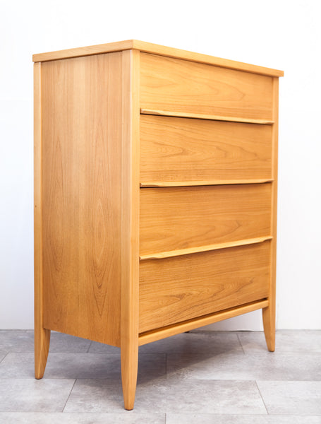 Handsome Refinished Mid Century Tall Dresser, Compact & Quality Built