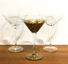 Hand Painted 1980s Martini Glasses, Set of 3, Gold & Zebra