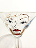 Super Cool Pair of Martini Glasses, Hand Painted, 1980s Faces