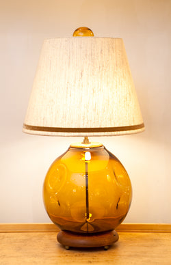 Gorgeous Large Dimpled Blenko Glass Lamp w/ Vintage Shade