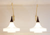 Rare Pair of Mid Century Brass/Glass/Wood Wall Lamps