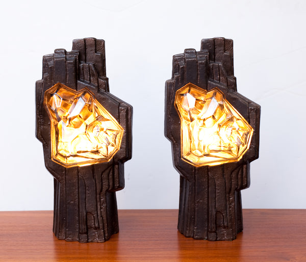 Incredible 1960s Brutalist Table Lamps