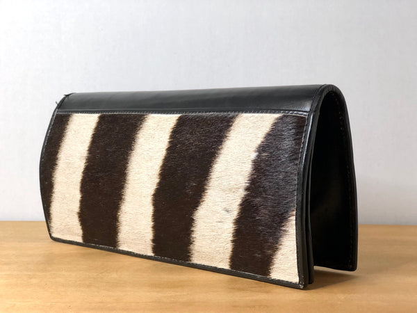 Vintage Real Zebra Hide and Leather Handbag