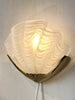 Gorgeous Pair of Frosted Glass and Brass Shell Wall Sconce Lights