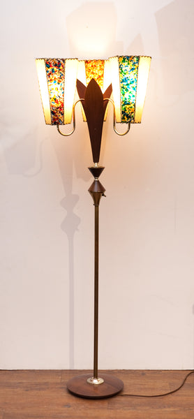 Funky Fabulous Tri-Light Atomic 1950s Floor Lamp w/ Lucite Panels
