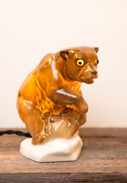 Vintage Mama Bear w/ Cub Porcelain Perfume Lamp