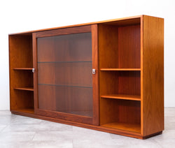 Super Functional Long & Narrow Mid Century Teak Cabinet, Bar/Storage