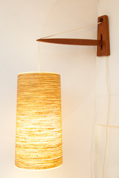 Fabulous Teak Wall Mount Lamp w/ Lotte Bostlund Cylinder Shade