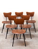 Fab Set of 6 Mid Century Dining Chairs, Bent Wood & Metal, Refinished