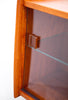 Compact Mid Century Teak Mini-Credenza w/ Glass Sliding Doors