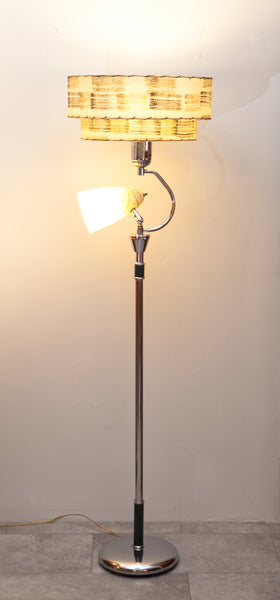 Fantastic & Rare Chrome 1950s Floor Lamp w/ Reading Light