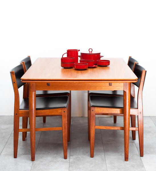 SALE! Mid Century Teak Dining Table w/ Extension Leaves, Made in Denmark