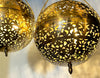 Beautiful Vintage Hand Punched/Hammered Brass Sphere Swag Lamps