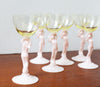 Rare Set of 1930s Cambridge Glass Nude Female w/ Uranium Glass